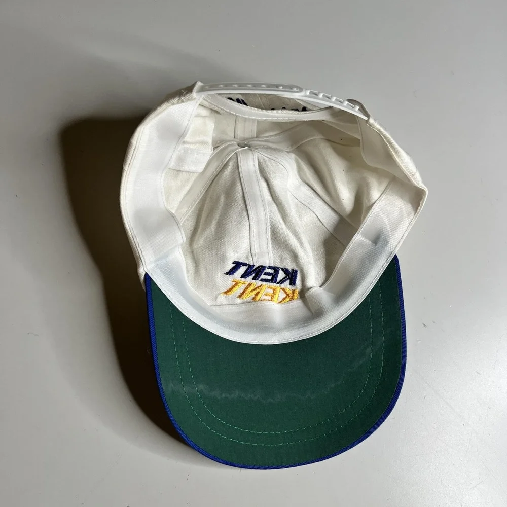 Vintage Kent Super Lights Cigarette Promo Snapback Hat White Blue Two Tone Cap
